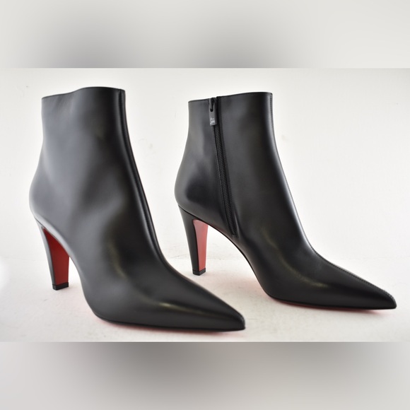 Christian Louboutin Vibella Booty 85 Black Calf Leather Pointed Heel Bootie 40.5 - Picture 4 of 13